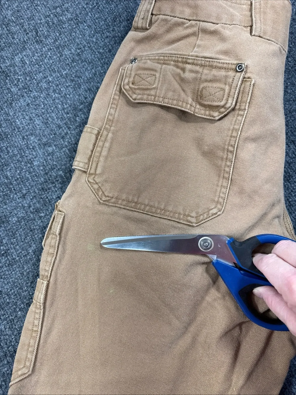 Duluth Trading Co Cargo Pants Mens 34x32 Tan Flex Fire Hose Workwear Utility